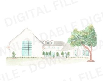 The Arlo | Events at The Arlo | Dripping Springs and Austin Painted Venue | Wedding Invite Digital File | Watercolored Venue Painting PNG
