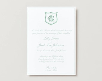 Sage Green Wedding Invitation Template, Simple Classic Design (Canva Template)