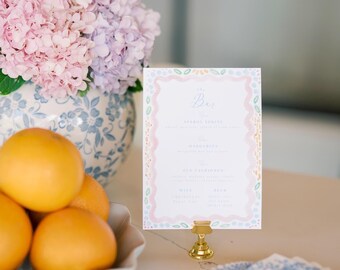 Decorative Watercolor Border | Wedding Menus, Invites and Thank Yous | Downloadable Digital Wedding Invitations | Colorful Summer Wedding