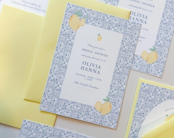 Editable Amalfi Coast Lemon Invite | 5x7 Canva Download | DIY Printable Bridal Shower Invitation Template
