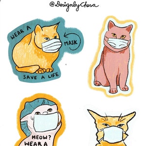 Gesichtsmaske Katzenaufkleber, Tragen Sie eine Maske KAREN, Tragen Sie eine Maske Aufkleber Set, Katzenaufkleber Set, Quarantäneaufkleber, Lockdown Aufkleber, 2020 Quarantäne