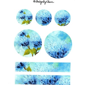 Blaue Blumen ästhetische Aufkleber Set, Floral Aufkleber, Bullet Journal Aufkleber, Blumenaufkleber, dekorative Aufkleber, Sticker