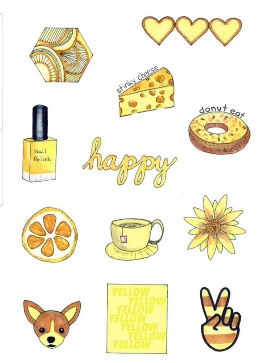 Mini Yellow Aesthetic Sticker Pack Etsy Finland