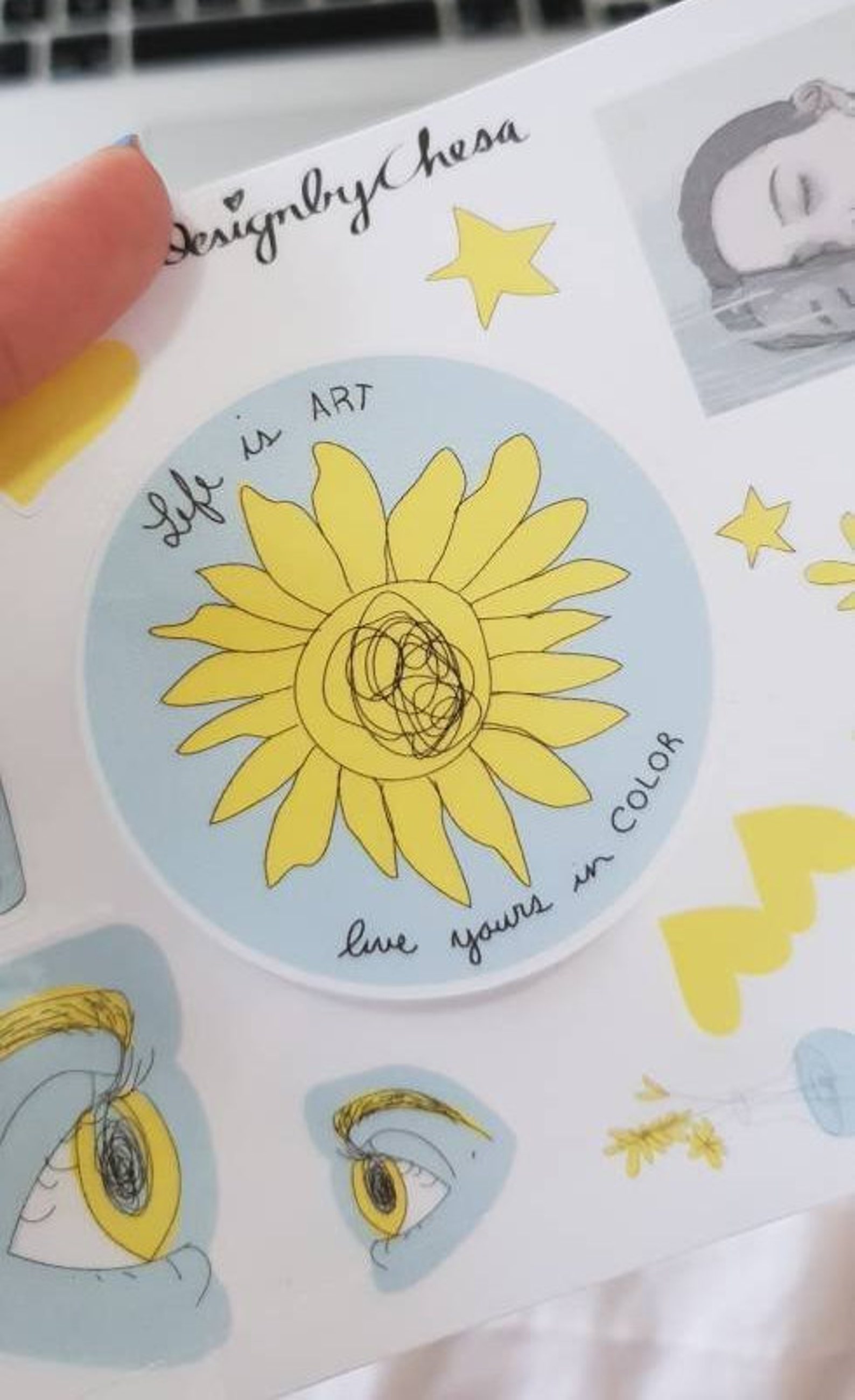 Yellow and Blue Aesthetic Sticker Pack Etsy Singapore