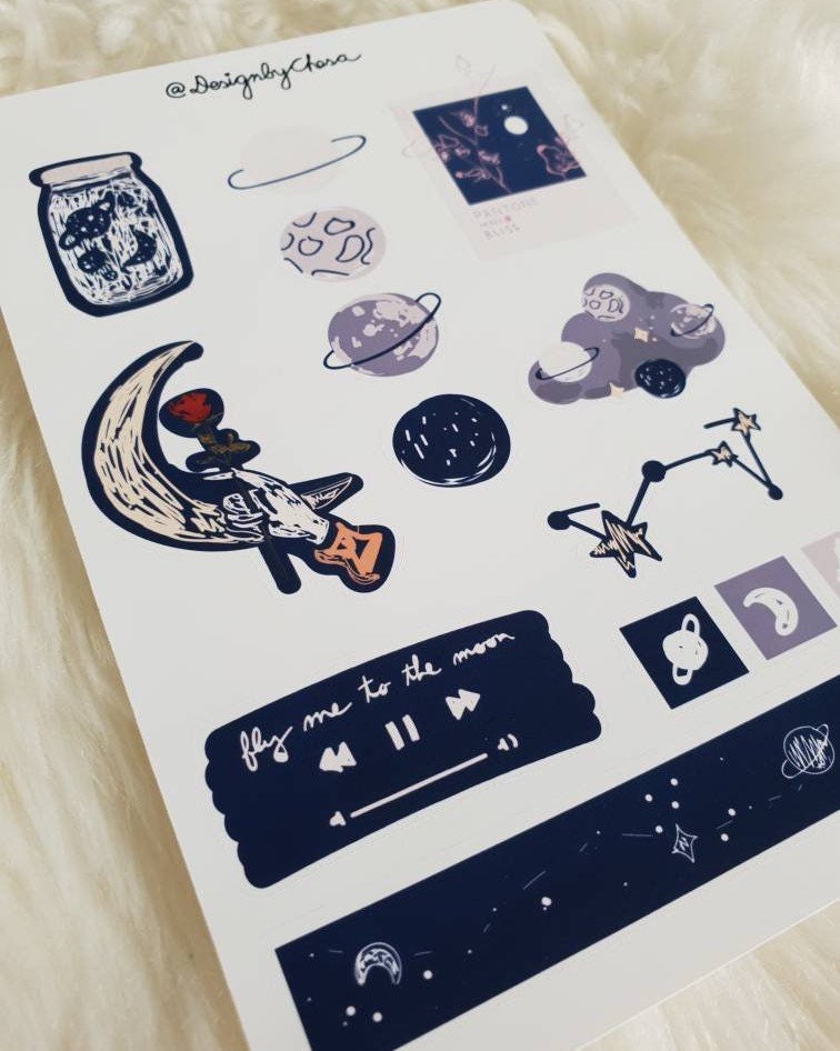 Paper Sticker Moon Mini Moon Sticker Sheet - Etsy