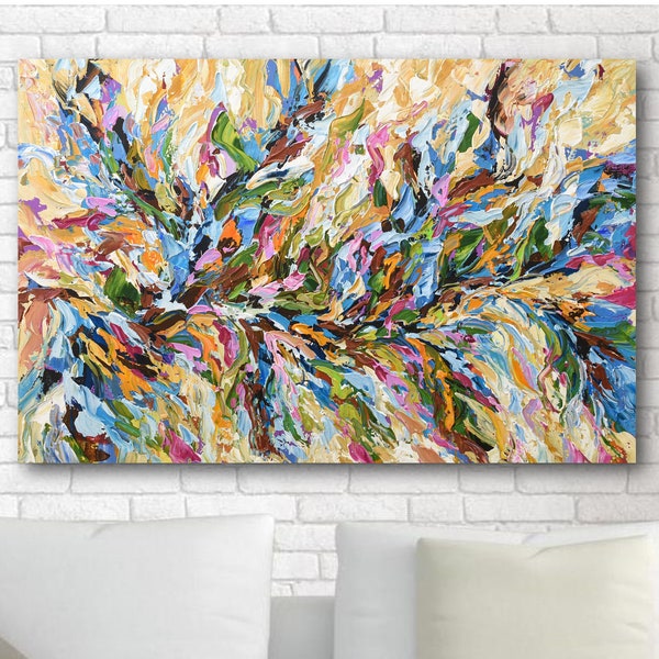 Colorful Abstract Canvas PRINT, Large Ready to Hang Modern Wall Art Decor, Giclee Fine Art Print