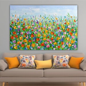 Wildflower Meadow Canvas Print: Colorful Floral Summer Landscape Wall ...
