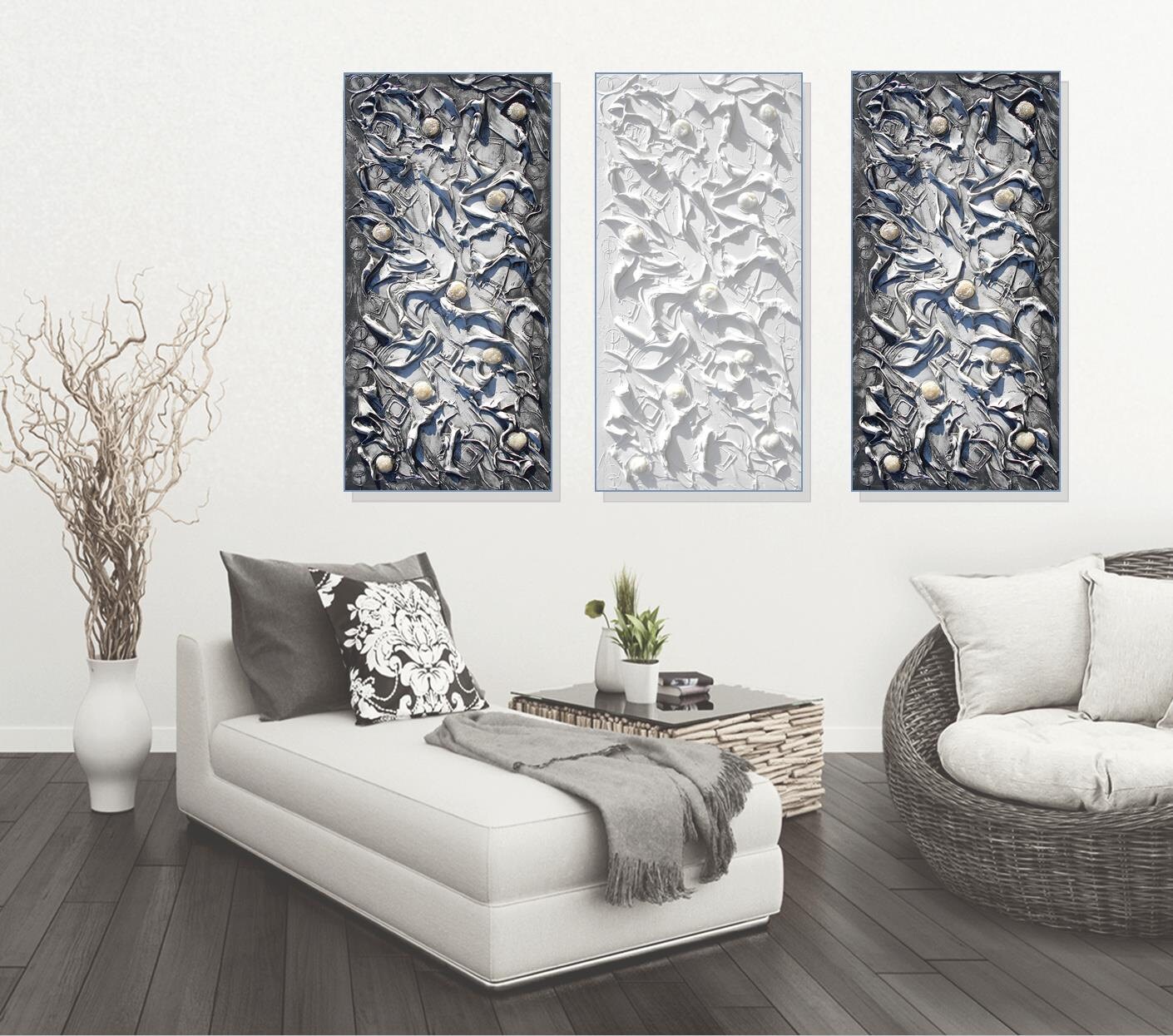 Black and White Painting Textured Wall Art Canvas Palette Etsy