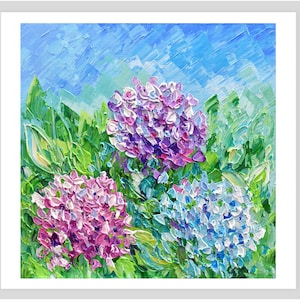 Hydrangea Print of Original Painting, Wall Art Décor, Blue Purple Floral Wall Hangings