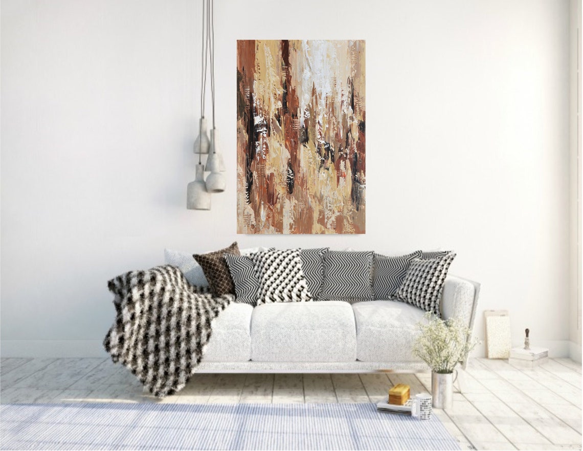 Large Brown Abstract Painting on Canvas Original Acrylic | Etsy