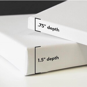 K&ouml;nnte beinhalten: Zwei wei&szlig;e Leinwand-Kunstplatten, eine &uuml;bereinander gestapelt. Die obere Platte hat eine Tiefe von 1,9 cm, w&auml;hrend die untere Platte eine Tiefe von 3,8 cm hat. Die Leinwand ist &uuml;ber einen Holzrahmen gespannt.