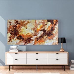 Abstract Original Painting on Canvas 48", Yellow Orange Brown Palette ...