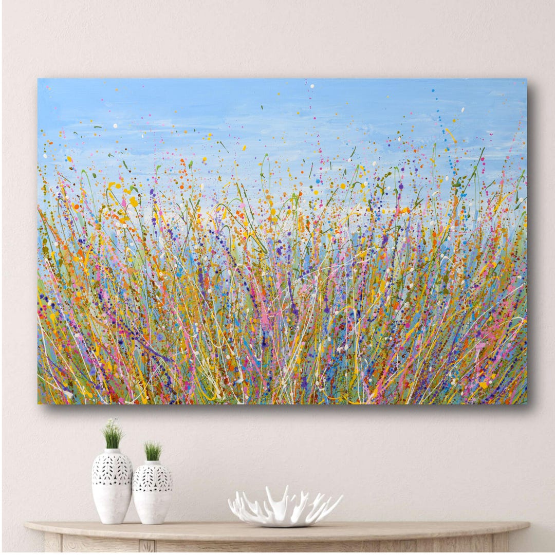 Abstract Wildflower Meadow Canvas Print: Colorful Floral Wall Art ...