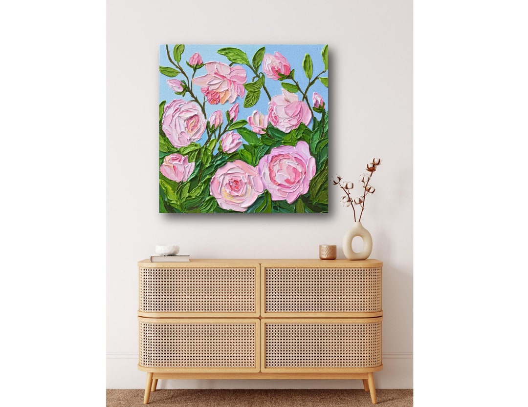 Pink Roses Canvas Print: Impressionism Floral Wall Art - Etsy