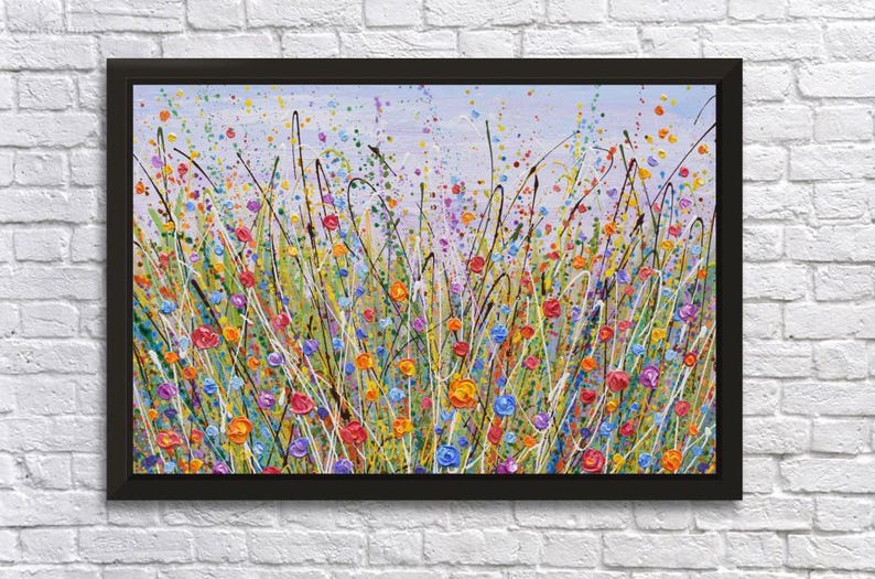 Colorful Wildflowers Wall Art Canvas PRINT, Large Floral Field ...
