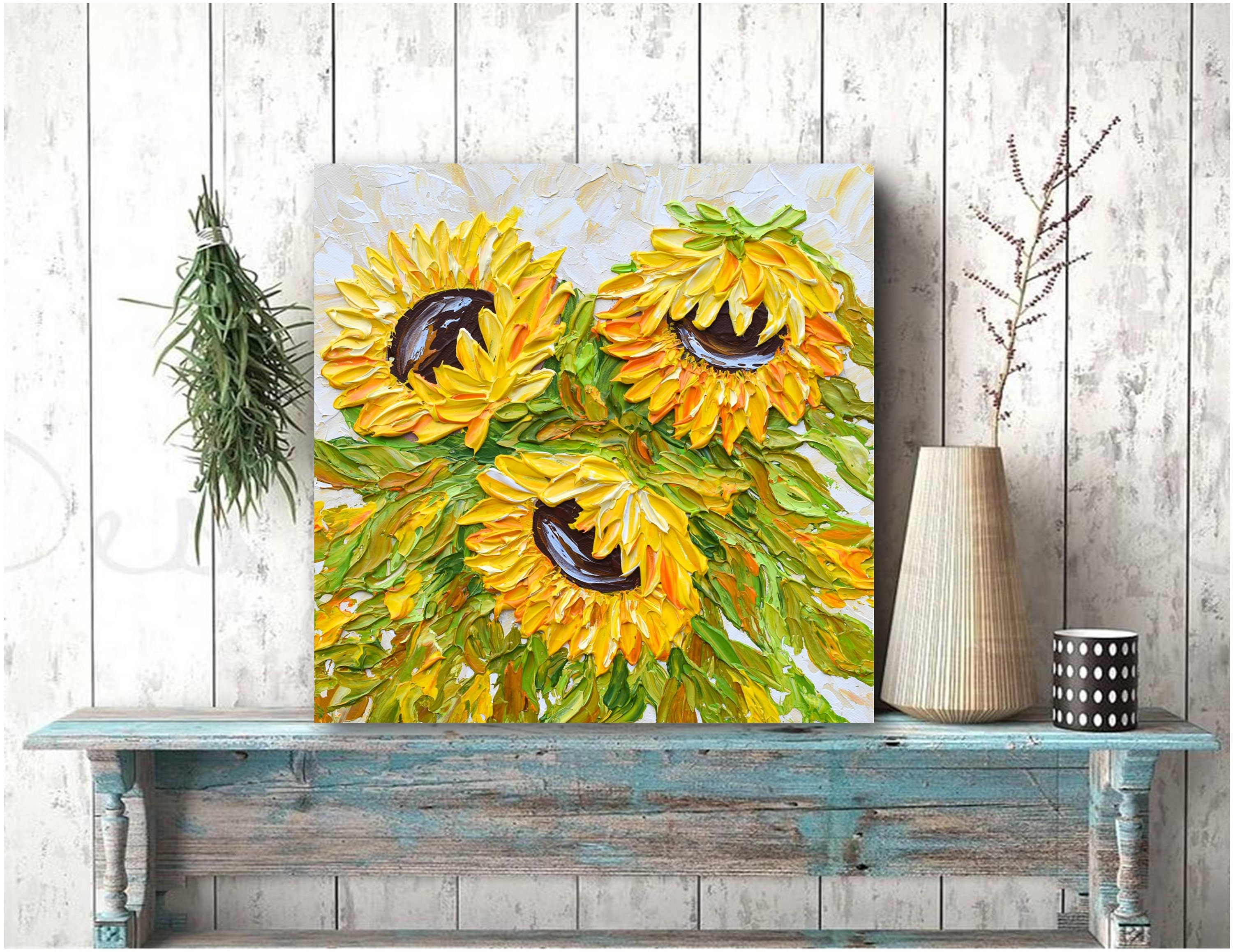 Buy Cute Abstract Acrylic 8x10 Canvas Painting With Flowers