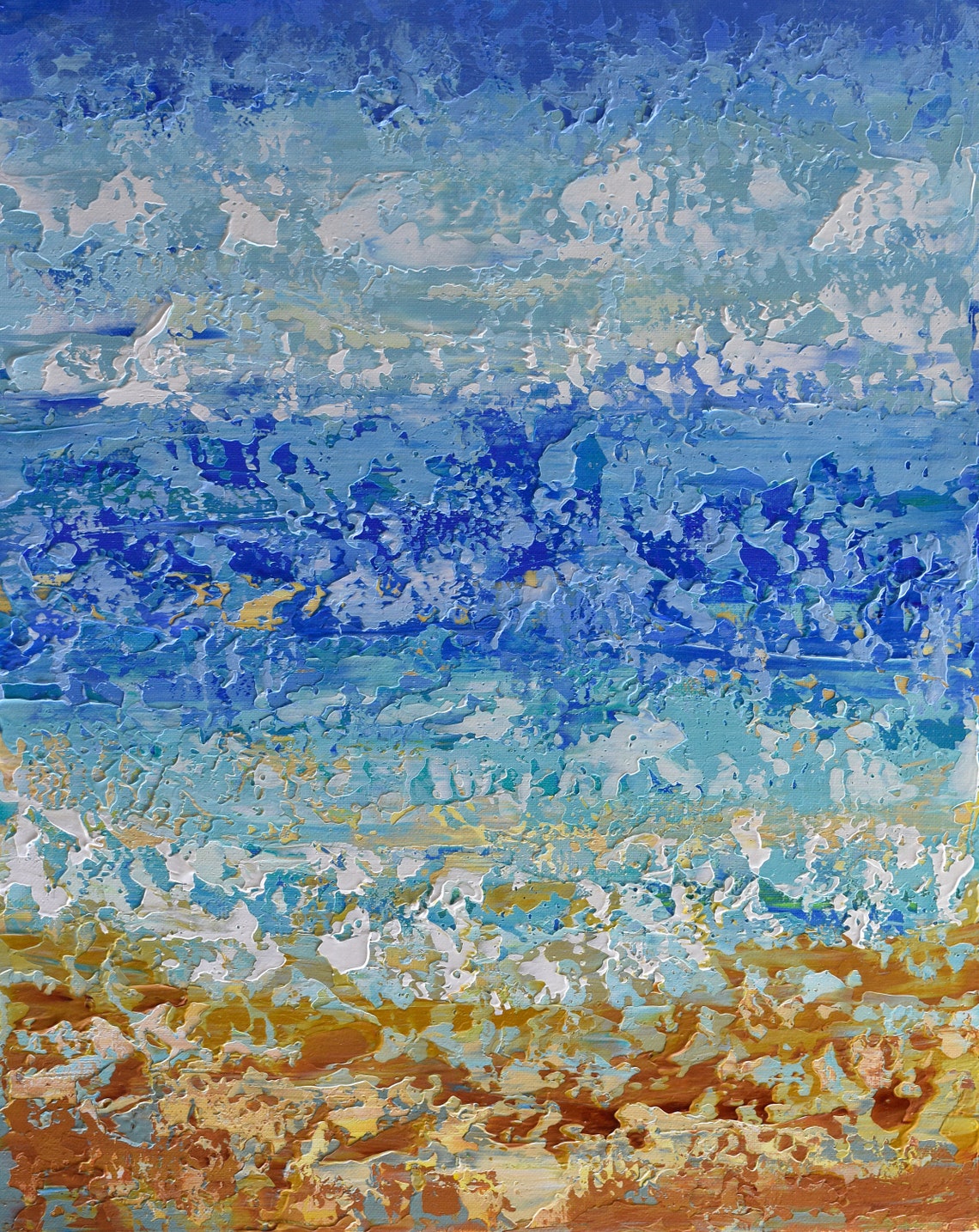 Abstract Beach Painting on Canvas Palette Knife Ocean Art Etsy
