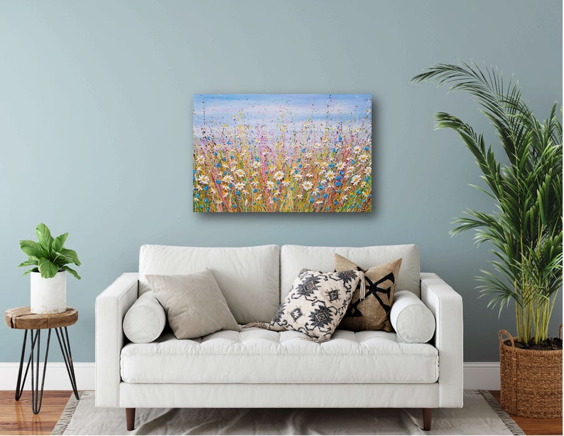 Daisy Canvas PRINT, Large Wildflower Meadow Wall Art Decor, Floral ...