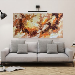 Abstract Original Painting on Canvas 48", Yellow Orange Brown Palette ...