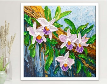 Orchid Print, Lavender Floral Painting, Fine Art Print, Botanical Wall Art Décor,  Gift for her