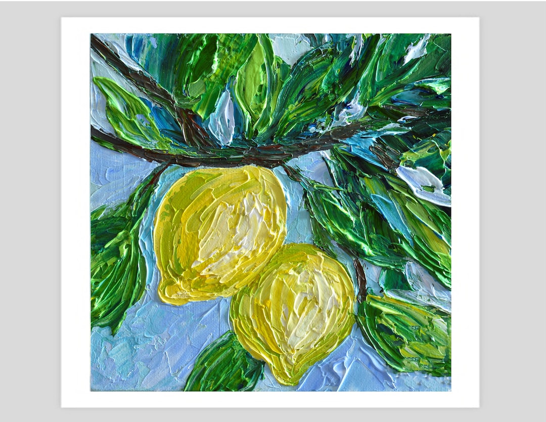 Lemons Wall Art Print, Kitchen Fruit Décor, Giclée Print of Impasto