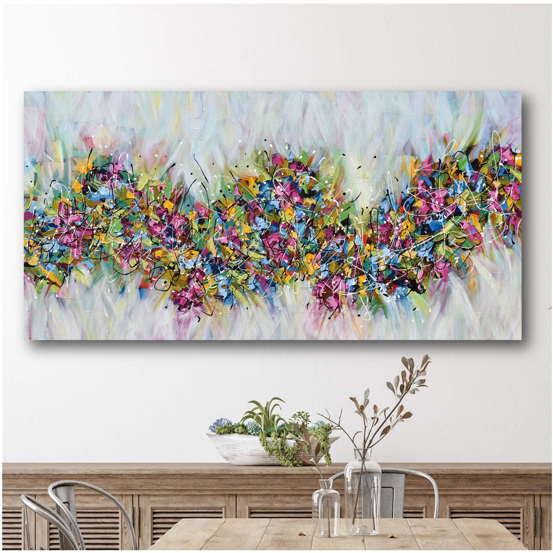 Abstract Floral Canvas Print: Colorful Living Room Wall Art - Etsy