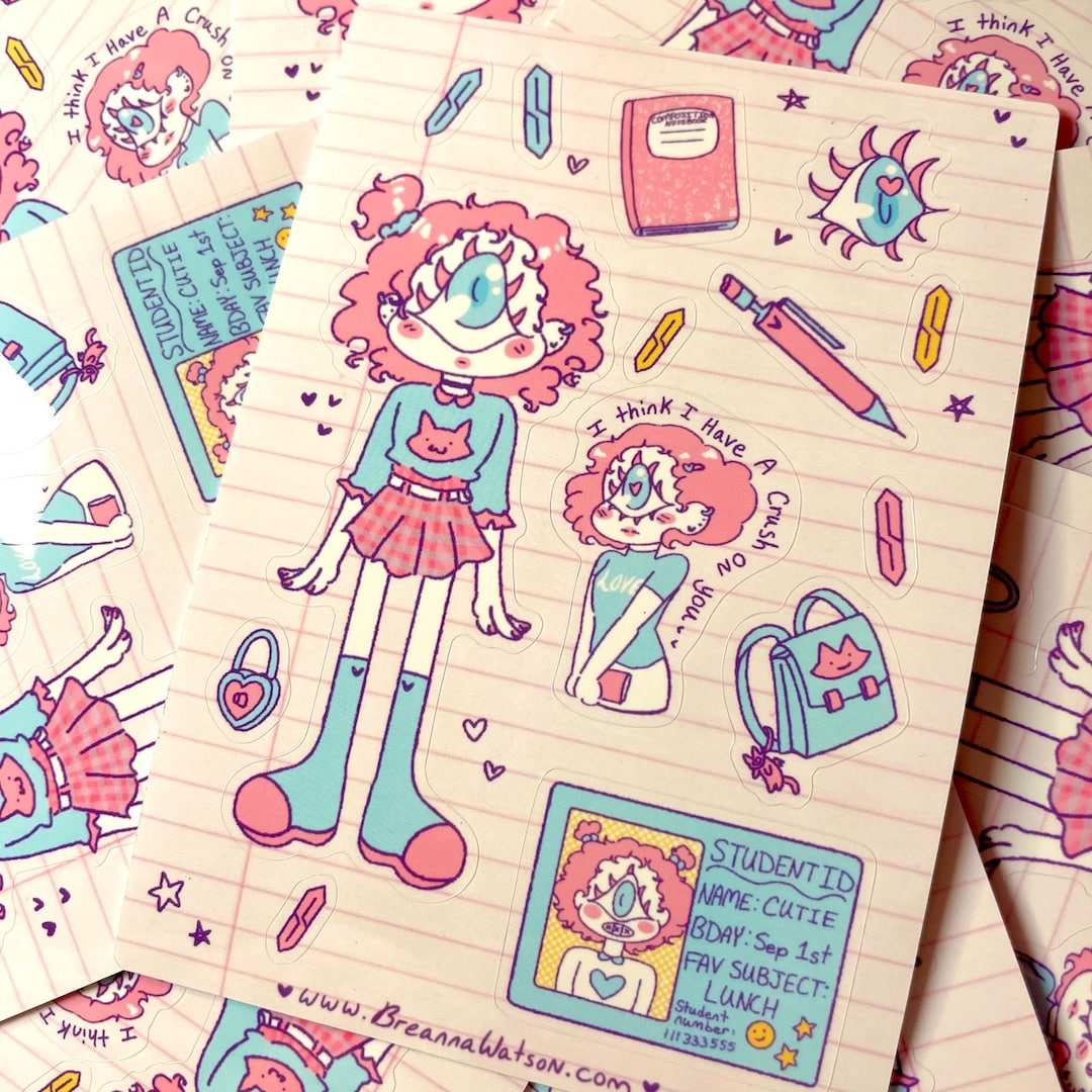 Cyclops School Girl Sticker Sheet - Etsy