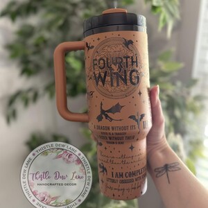 40oz 30oz Stanley tumbler, Fourth Wing tumbler, Book tumbler, Laser engraved Stanley, Fourth Wing Iron Flame inspired Stanley tumbler,