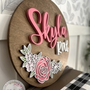Flower name sign, Floral name sign, 3D wood name sign, Girl nursery sign, nursery name sign, Wood name sign, Baby shower gift, Nursery sign