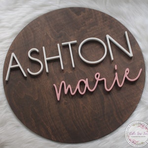 Nursery name sign, 3D name sign, Round name sign, Custom wood sign, Nursery decor, Nursery wall art, Baby shower gift, Wooden name sign