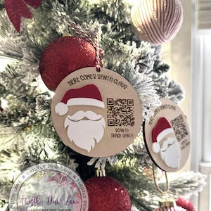 Santa tracker ornament, Santa QR code, Santa tracker Christmas ornament, Christmas Eve Santa locator, Interactive Santa tracker