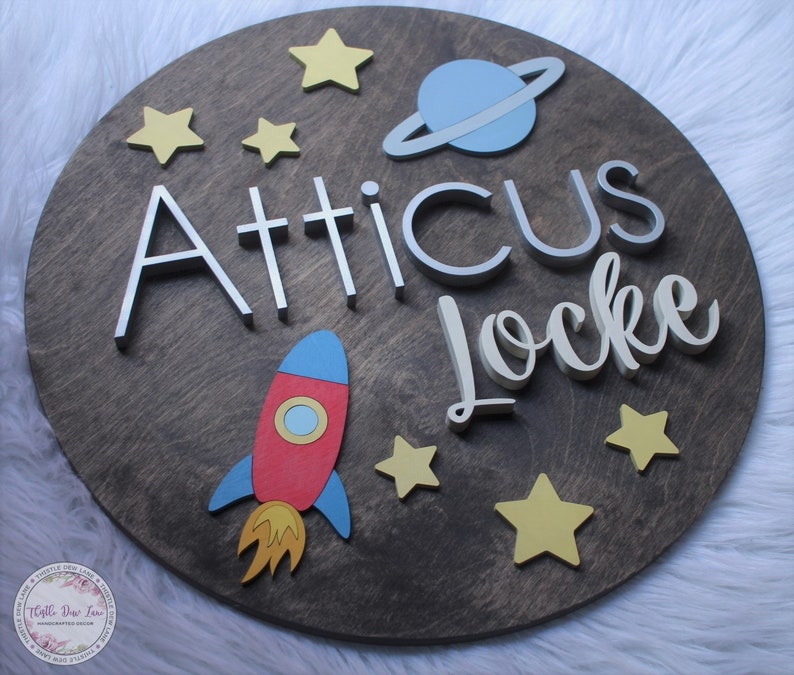Space Theme Name Sign 3D Nursery Name Sign Outer Space Etsy