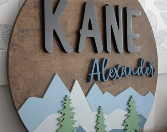 Custom Mountain Name Sign, Woodland Nursery Decor
