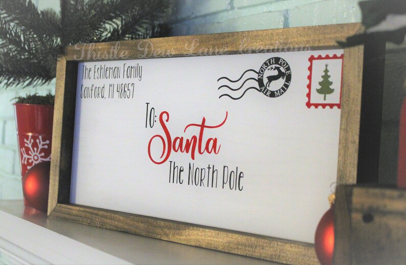 Letter to Santa wood sign, Christmas decor, Christmas personalized sign, Santa envelope sign, Personalized Santa sign, Holiday decor 