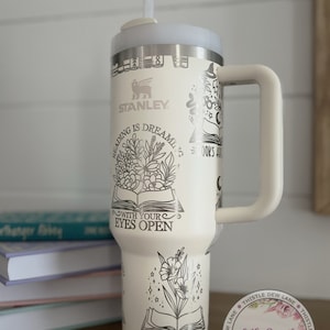 40oz 30oz Stanley, Reading 40-ounce tumbler, Book theme Stanley, Laser engraved cup, Book lover tumbler, Teacher gift, Bookish tumbler