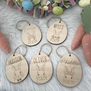 Easter basket tag, Bunny name tag, Kids Easter tag, Easter basket tags, Wood Easter basket name tag, Personalized wood name tag, bunny tag