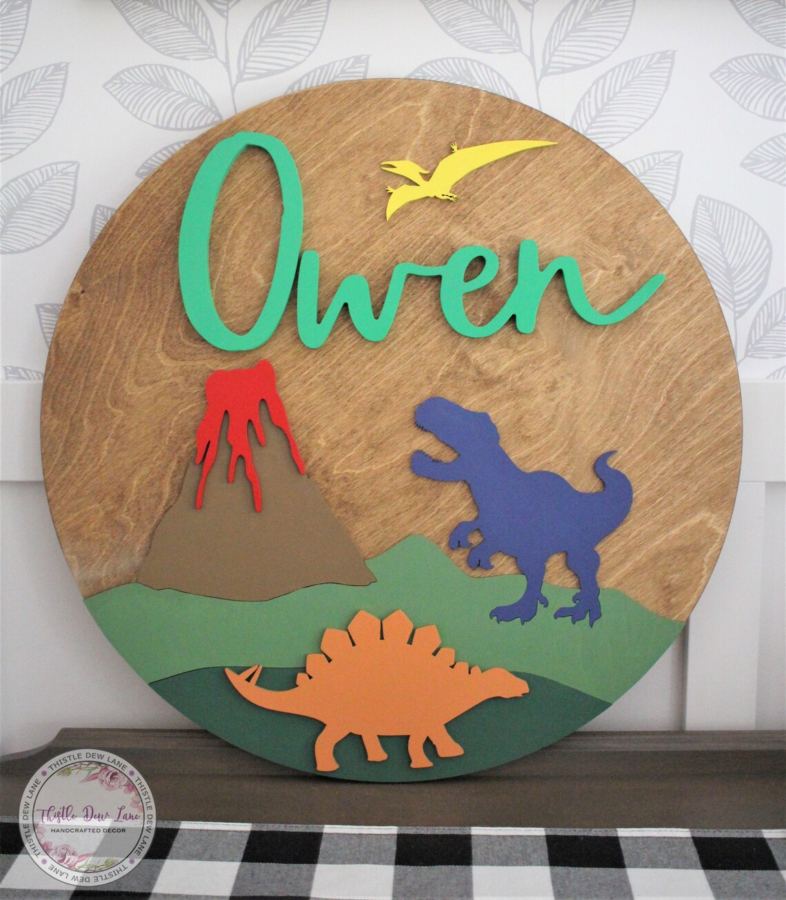 Dinosaur Theme Name Sign, 3D Nursery Decor, Custom Wood Sign - Etsy