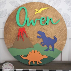 Dinosaur Theme Name Sign, 3D Nursery Name Sign, Dinosaur decor, dino room, Custom Name Sign, Kids Bedroom Decor, Children&#39;s Bedroom Wall Art