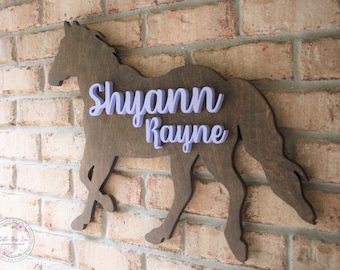 Custom Horse Name Sign, 3D Equestrian Nursery Decor