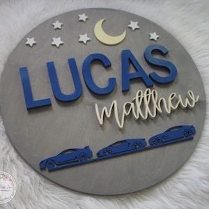 Race Car Theme Name Sign, 3D Nursery Name Sign, Car theme, Race car sign, Custom Name Sign, Kids Bedroom Decor, Childrens Bedroom Wall Art
