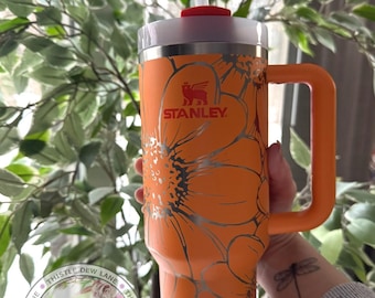 Laser Engraved Daisy Floral Stanley Tumbler (40oz/30oz)