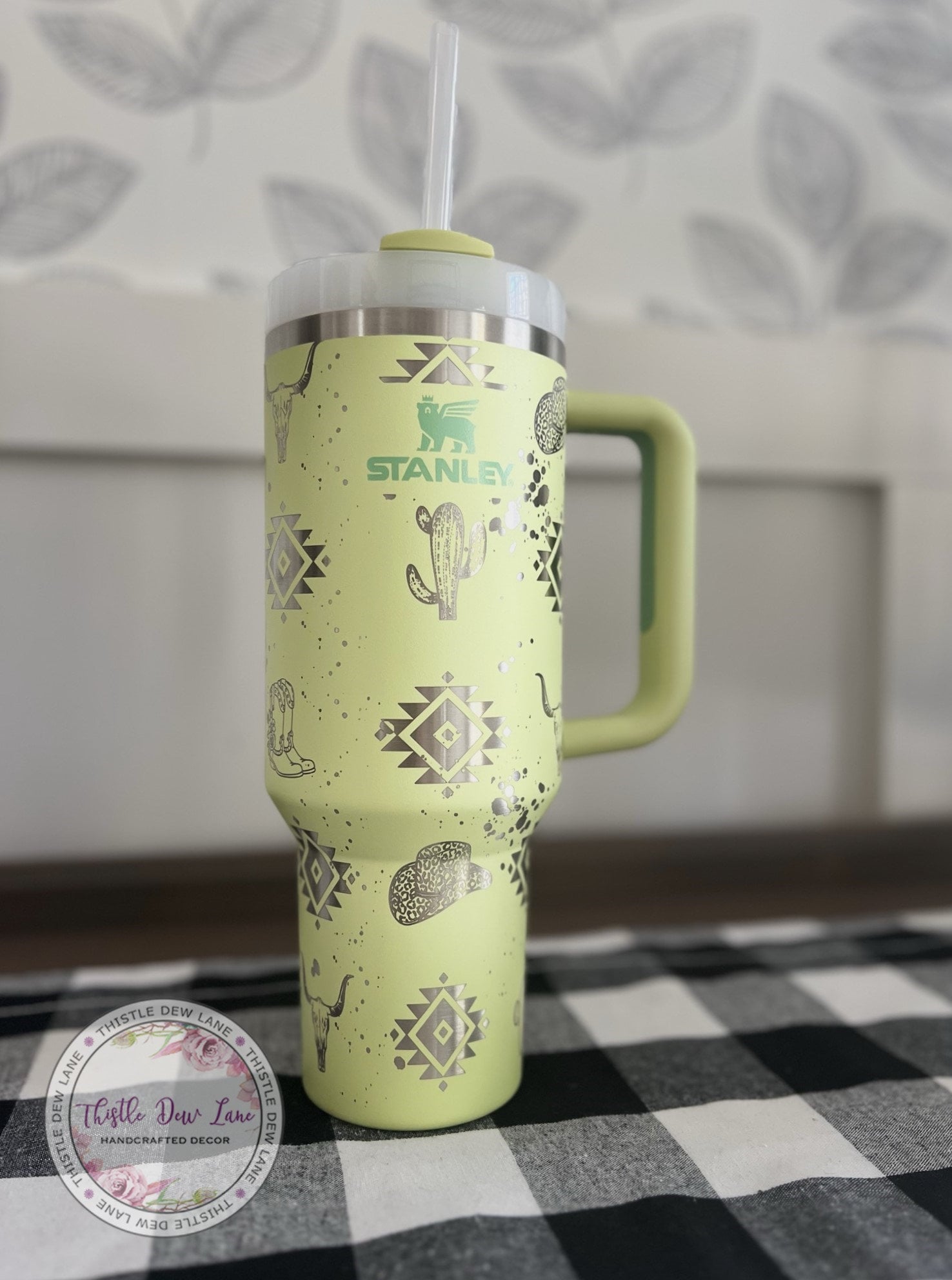 Mint green Stanley engraved steer 40oz TUMBLER – Southwest Bedazzle 