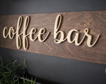 Coffee bar sign, 3D Coffee bar wood sign, Coffee bar decor, Kitchen decor, Coffee sign, Coffee cart sign, Coffee sign for coffee bar, coffee