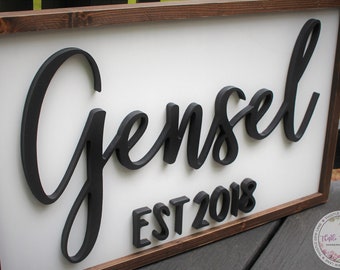 Custom 3D Wood Last Name Sign, Personalized Family Name