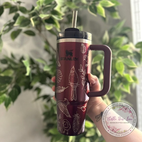 Engraved Stanley Tumbler, Cardinal Bird Travel Mug, Gift for Her
