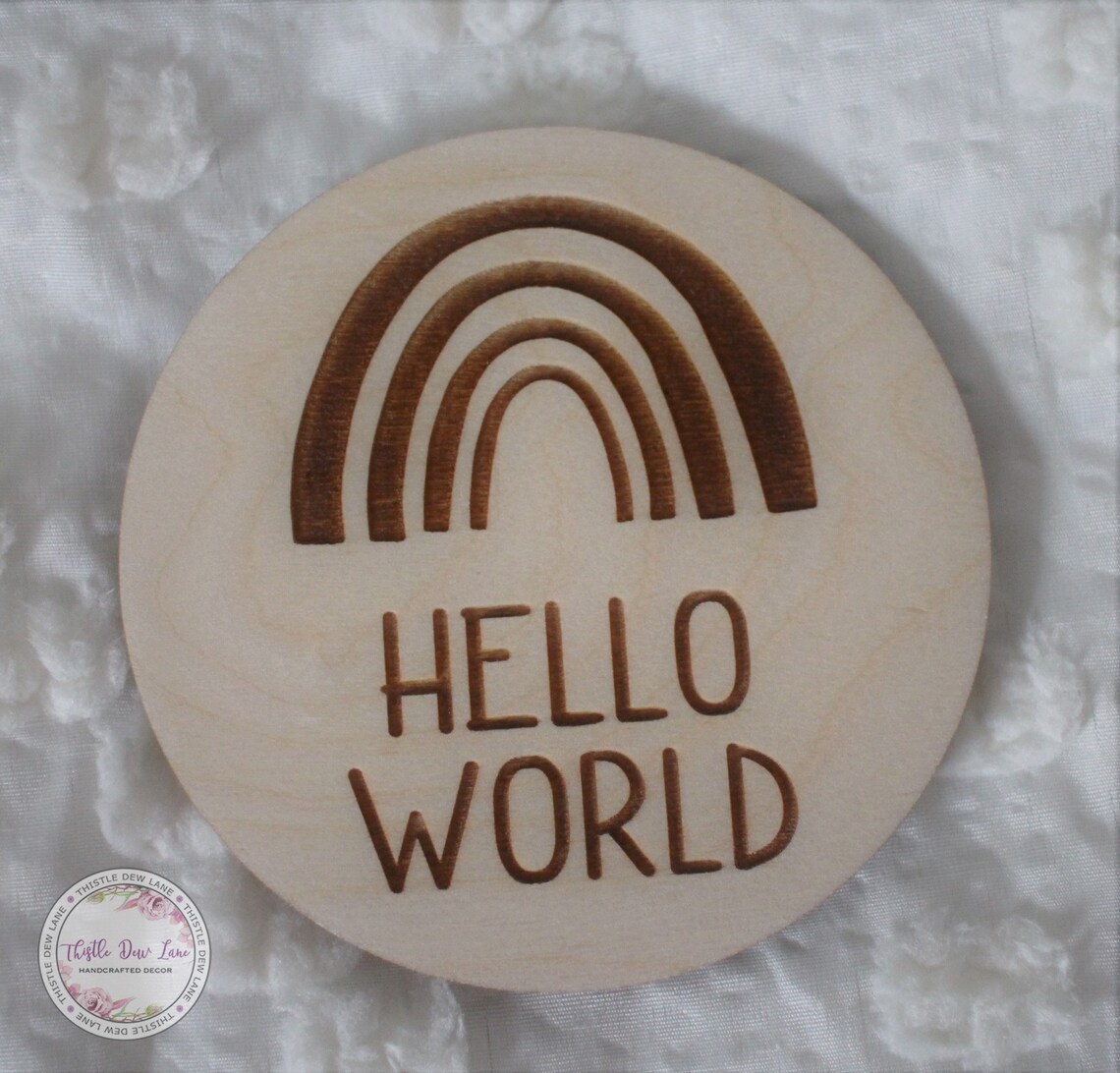 Hello World Sign Engraved Baby Sign Newborn Birth | Etsy