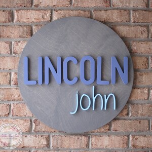 3D Nursery Name Sign, Round Name Sign, Custom Name Sign, Nursery decor, Nursery wall art, Baby Shower Gift, New Baby, Wooden name sign