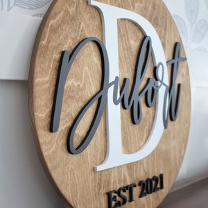 Custom 3D Name Sign, Personalized Sign, 3D Family Name Sign, Wedding Gift, Bridal Shower, Last Name Sign, Round Family Name Sign, New Home