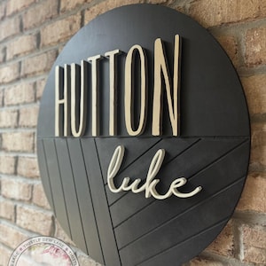 Custom Round Wood Name Sign: 3D Nursery Decor
