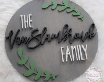 Custom Name Sign, Personalized Sign, Round Name Sign, 3D Name Sign, Wedding Gift, Bridal Shower, Last Name Sign, Family Name Sign, New Home